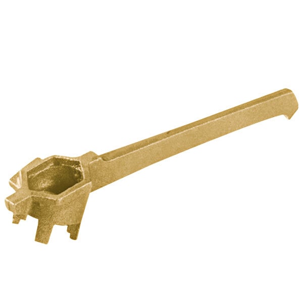 A gold Wesco Industrial Products Standard Non-Sparking Drum Wrench with a long handle.