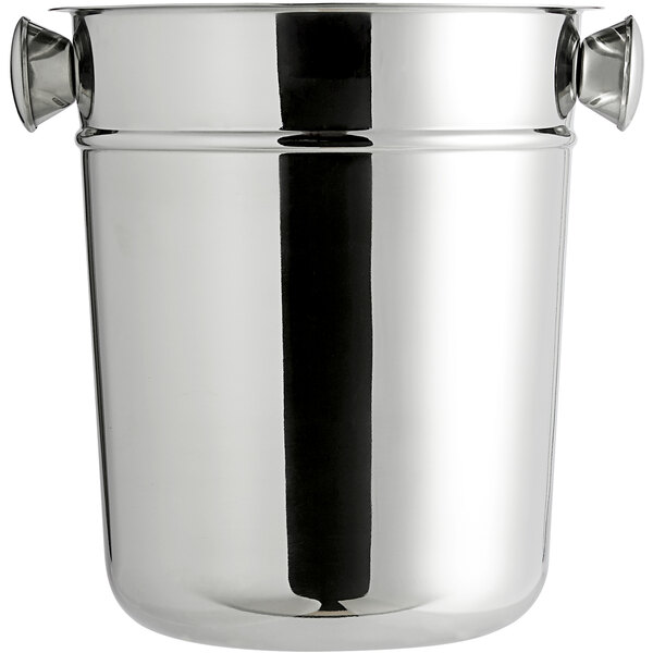 A stainless steel Libbey wine bucket with black handles.