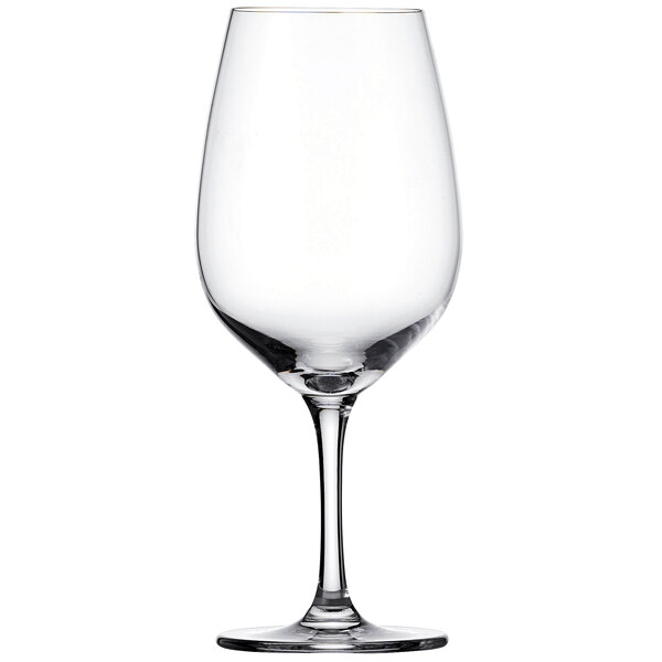 A clear Schott Zwiesel Bordeaux wine glass.