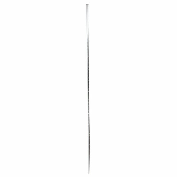 A long thin metal rod with black lines on a white background.