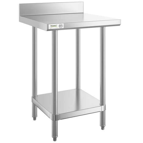 Commercial Stainless Steel Work & Prep Table 24 x 30 Inches Adjustable Heavy Duty Table with Backsplash and Undershelf for Kitchen and Restaurant 