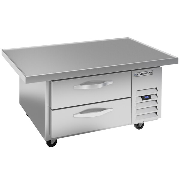 A Beverage-Air stainless steel commercial chef base with two drawers.