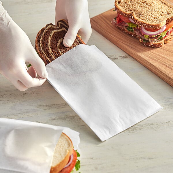 Choice 6" x 1" x 8" White Sandwich / Cookie Bag - 100/Pack