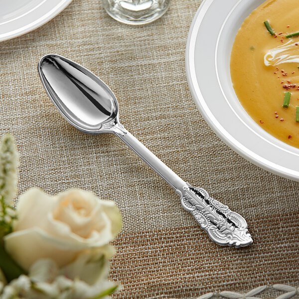 Visions 6 3/4" Royal Heavy Weight Silver Plastic Spoon - 600/Case