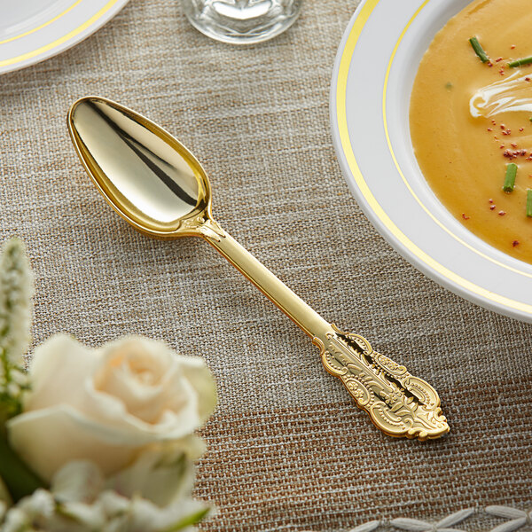 Gold Visions 6 3/4" Royal Heavy Weight Gold Plastic Spoon - 400/Case