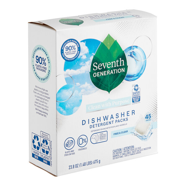 Seventh Generation 45180 Free & Clear 45-Count Dishwasher Detergent Packs - 5/Case