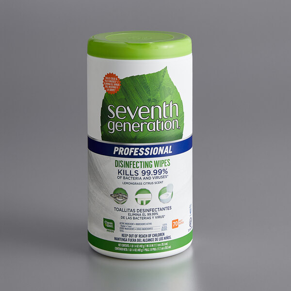 Seventh Generation 44753 Professional 70-Count Lemongrass Citrus Disinfecting Wipes - 6/Case