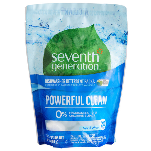 Seventh Generation 22818 Free & Clear 20-Count Dishwasher Detergent Packs - 12/Case
