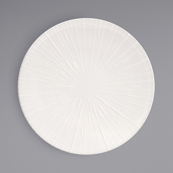 A white plate with lines on it.