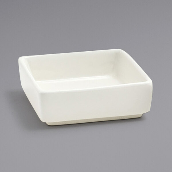 A white square Front of the House porcelain ramekin.