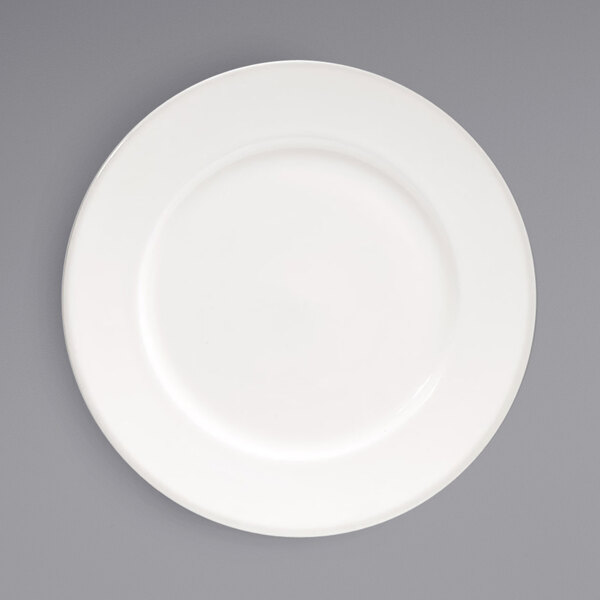 A Front of the House Catalyst Classic porcelain plate with a white rim on a white background.