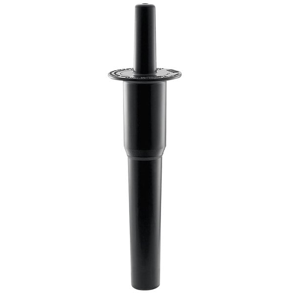 A black cylindrical plastic tamper with a metal tip.