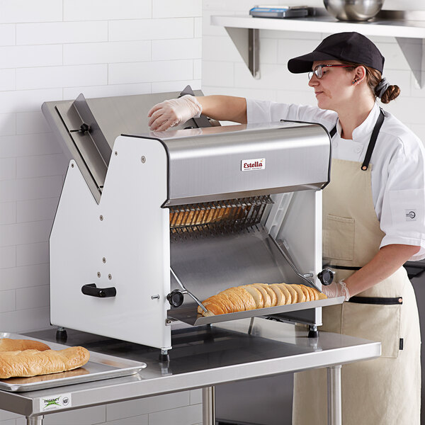 Estella Countertop Bread Slicer - 1" Slice Thickness, 18 3/4" Max Loaf Length - 1/4 hp
