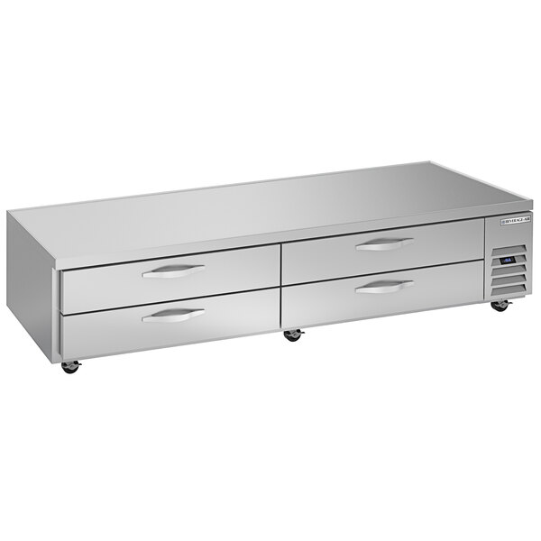 A Beverage-Air stainless steel 4 drawer chef base.