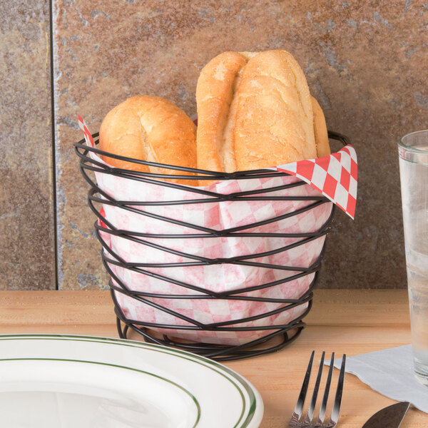 American Metalcraft FRUB9 Black Birdnest Basket - 7" x 5"