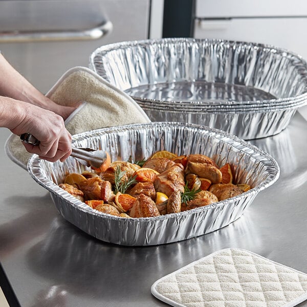 Choice 18" x 14" x 3" Oval Foil Roast Pan 50/Case
