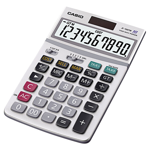 A Casio desktop calculator with a 10-digit display.