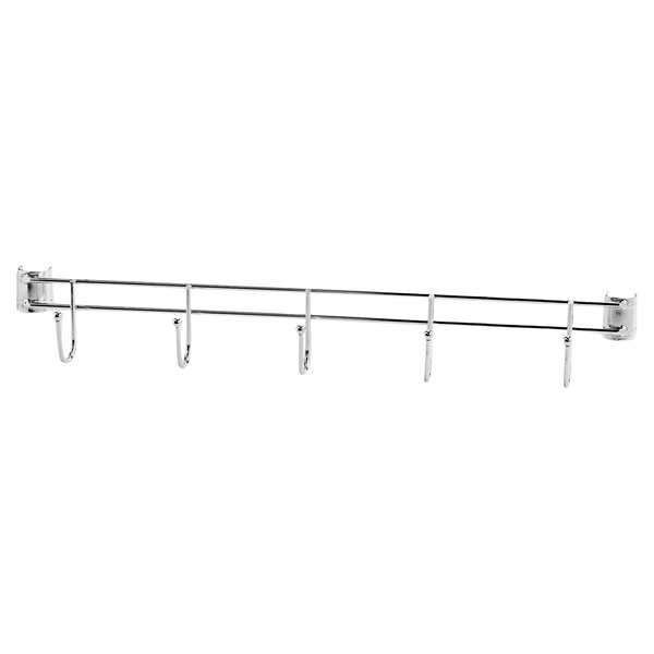Two silver metal hook bars for wire shelving.