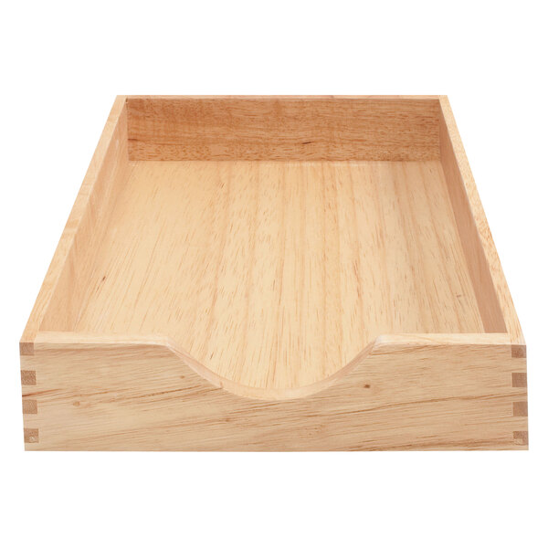 A Carver oak letter-size stackable desk tray.