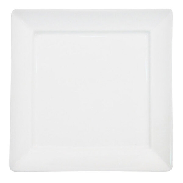CAC F-SQ16 Paris French 10 1/4" Bone White Square Porcelain Plate - 12/Case