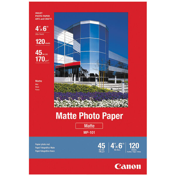 Canon 7981A014 4" x 6" White Pack of 45 lb. 108 Bright Matte Photo Paper 120 Sheets