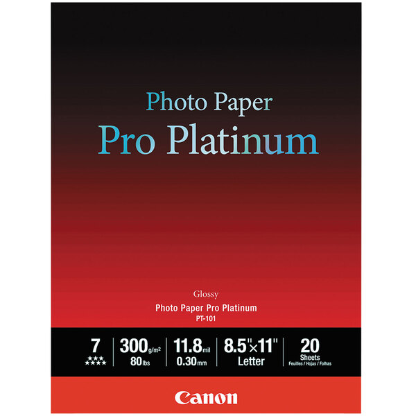 Canon Photo Paper Pro Platinum 8.5 x 11 Inches 20 Sheets 2768B022