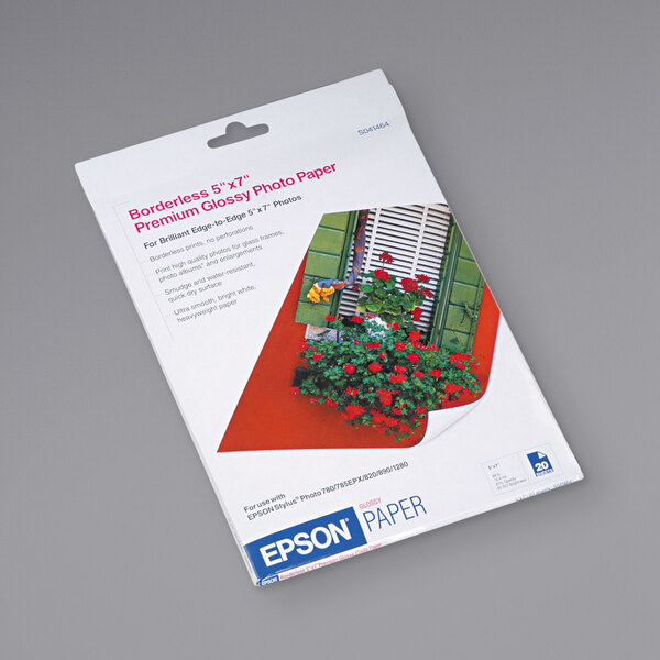 Epson S041464 5" x 7" HighGloss White Pack of 10.4 Mil Premium Photo