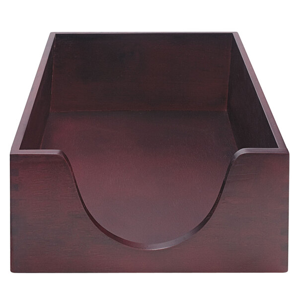 A Carver mahogany wooden double-deep desk tray section with a curved edge.