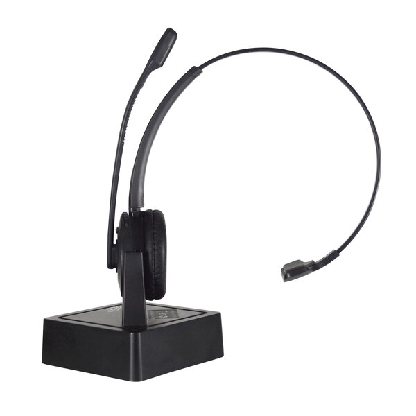 A Spracht Maestro Bluetooth headset with a microphone on a stand.