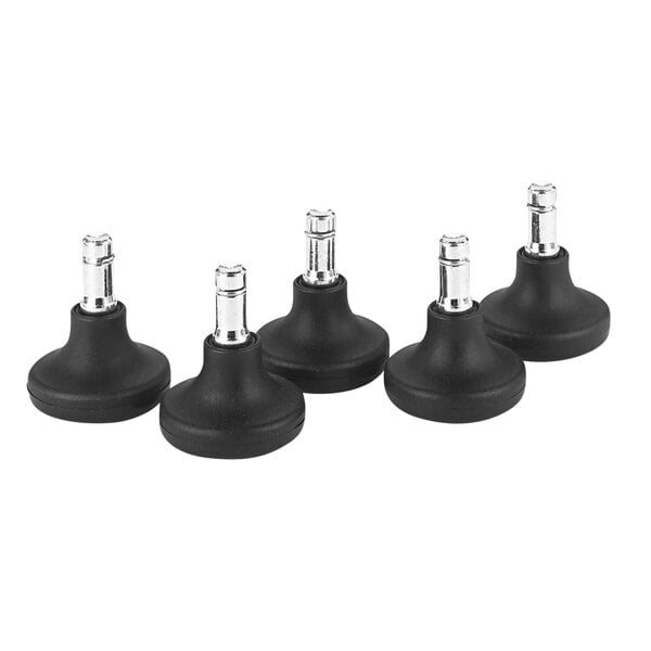 Set of 5 Low Profile Replacement Short Office Chair Bell Glides Black 