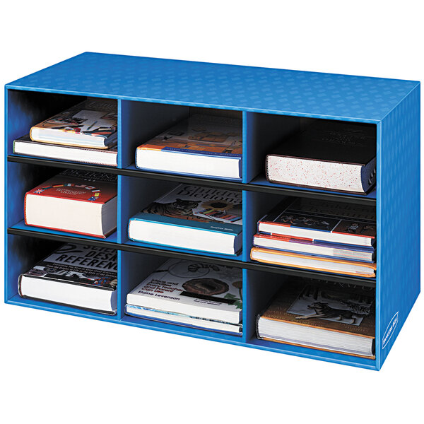 Fellowes 338070 Banker's Box Blue 9-Section Classroom Literature Organizer - 4/Case