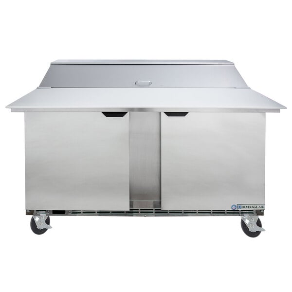 Beverage-Air SPE60HC-16C Elite Series 60" 2 Door Cutting Top Refrigerated Sandwich Prep Table with 17" Deep Cutting Board