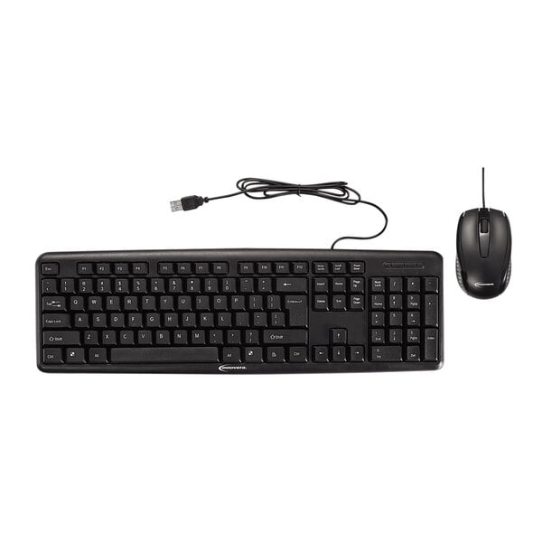 A black Innovera slimline keyboard and mouse on a white background.