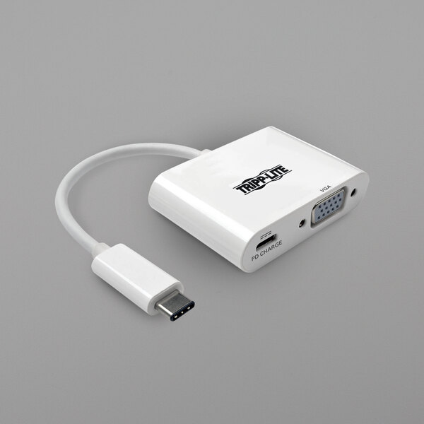 Tripp Lite U44406NVC White USB 3.1 Gen 1 USBC to VGA Adapter with PD