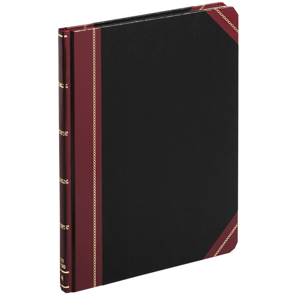 A black and red Boorum & Pease record book.