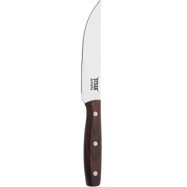 An Amefa steak knife with a wooden handle.