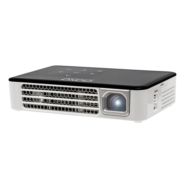 An Aaxa Technologies P300 NEO LED Pico Projector on a white background.