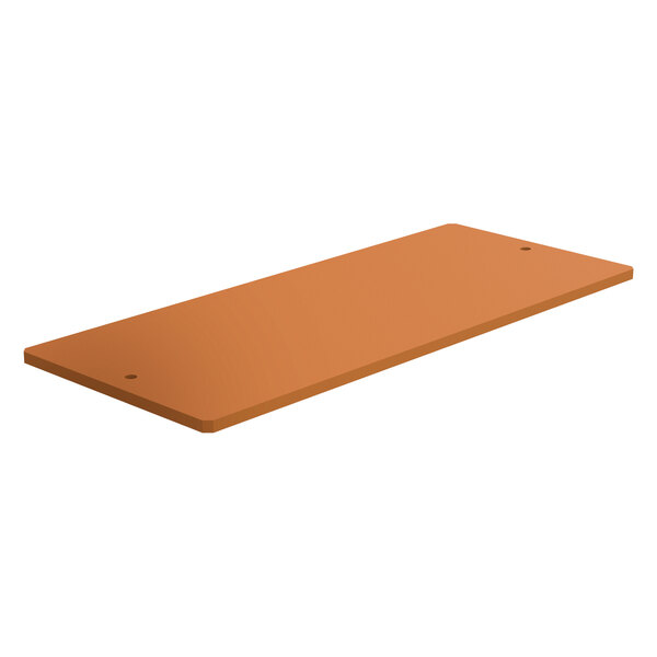 A brown rectangular Richlite cutting board with holes.