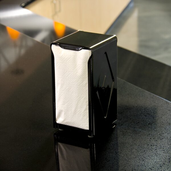 San Jamar H900BK Tallfold Two-Sided Tabletop Napkin Dispenser - Black