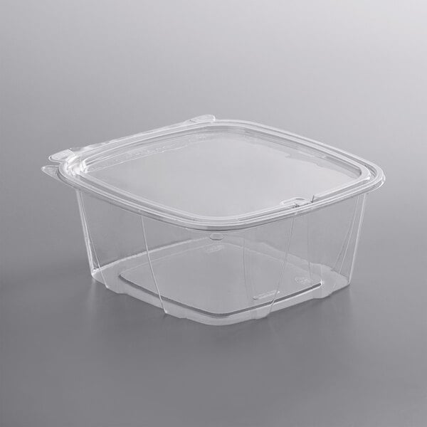 48oz Deep Black Square Plastic Containers w/ Lids (100/cs)