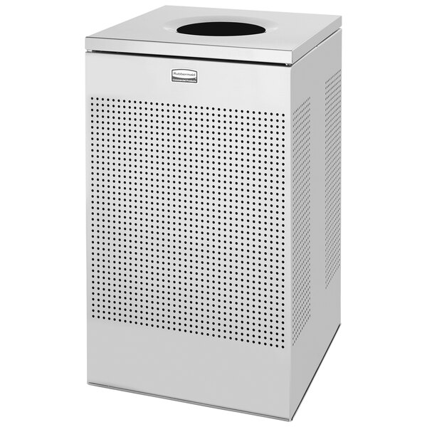 Rubbermaid FGSC18SSPL Silhouettes Stainless Steel Designer Square Waste Receptacle - 20 Gallon