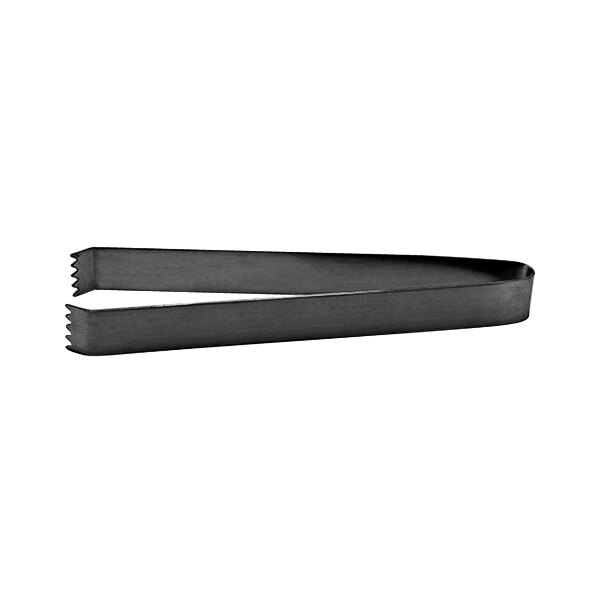 Matte black stainless steel tongs.
