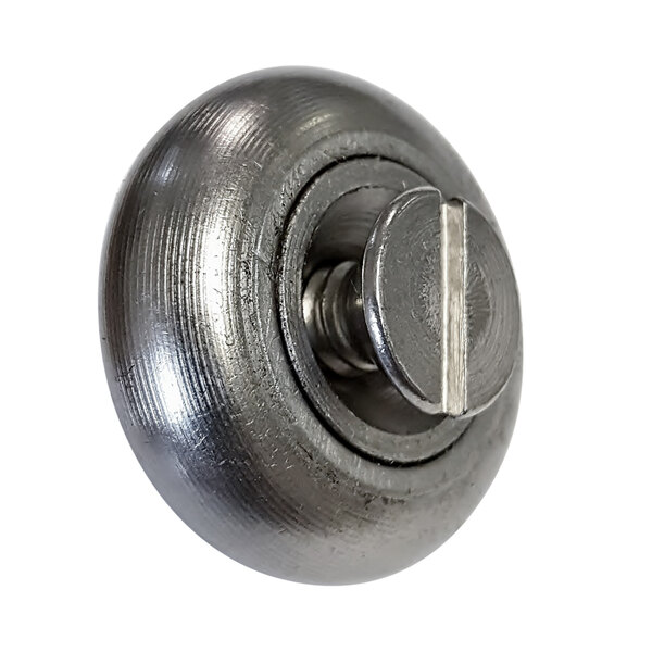 A Traulsen stainless steel stud bearing with a round metal screw.