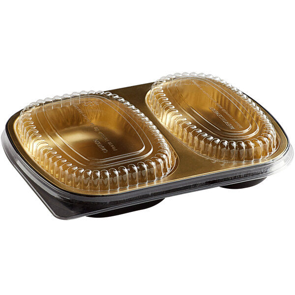 Keyohome 10PCS Aluminium Foil Baking Trays with Lids 3500ML Gold