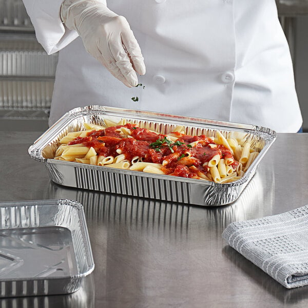 PTG 4 lb. Oblong Entrée Take-Out Foil Pan With BOARD Lid Combo 250