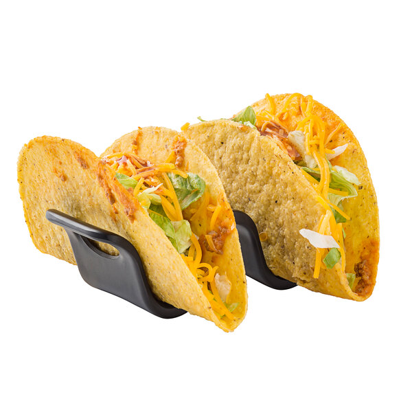 Tablecraft Black 2 Compartment Taco Holder 10277BK staurantStore