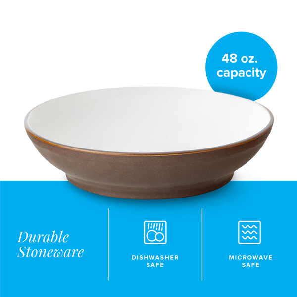 A 48 oz. hickory brown matte stoneware pasta bowl.