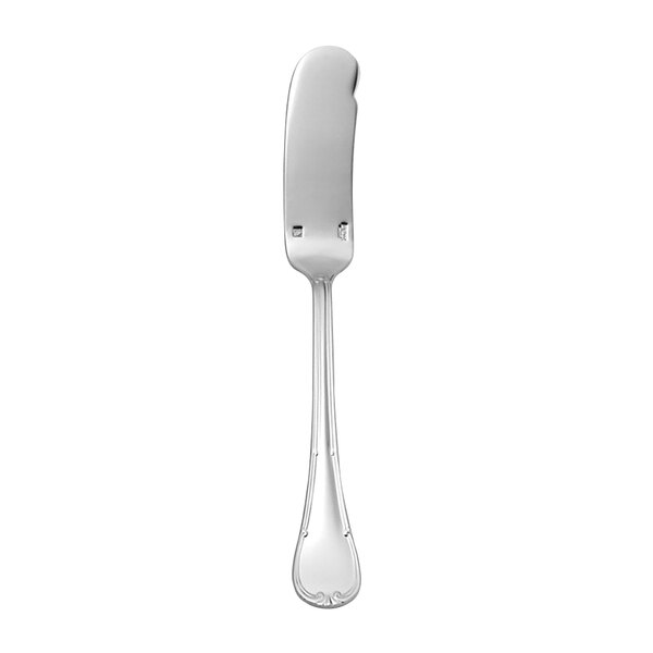 A Sant'Andrea Donizetti 18/10 stainless steel butter spreader with a black handle.