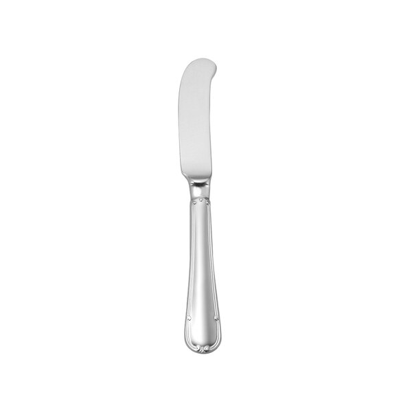 A silver Sant'Andrea Donizetti butter knife with a white handle.