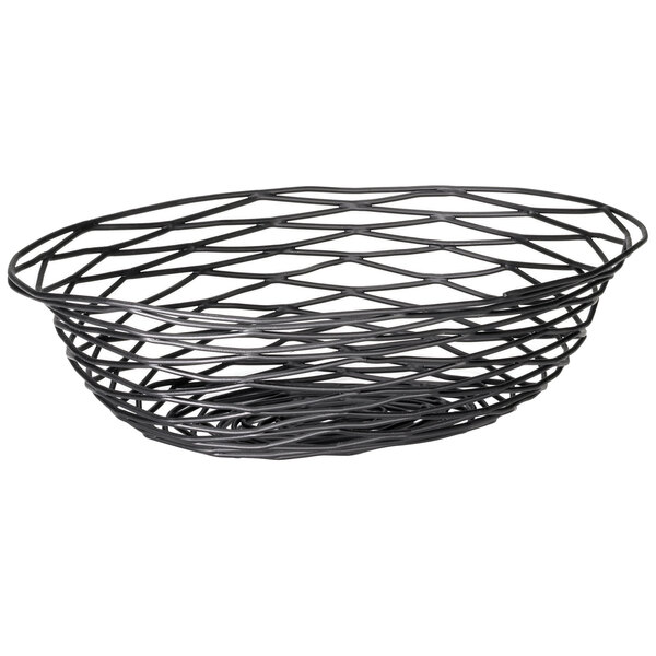 Tablecraft BK17412 Artisan Oval Black Wire Basket - 12" x 9" x 3"